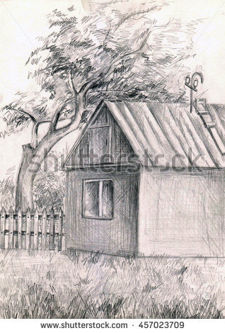 318x470 Drawn Village Sketch