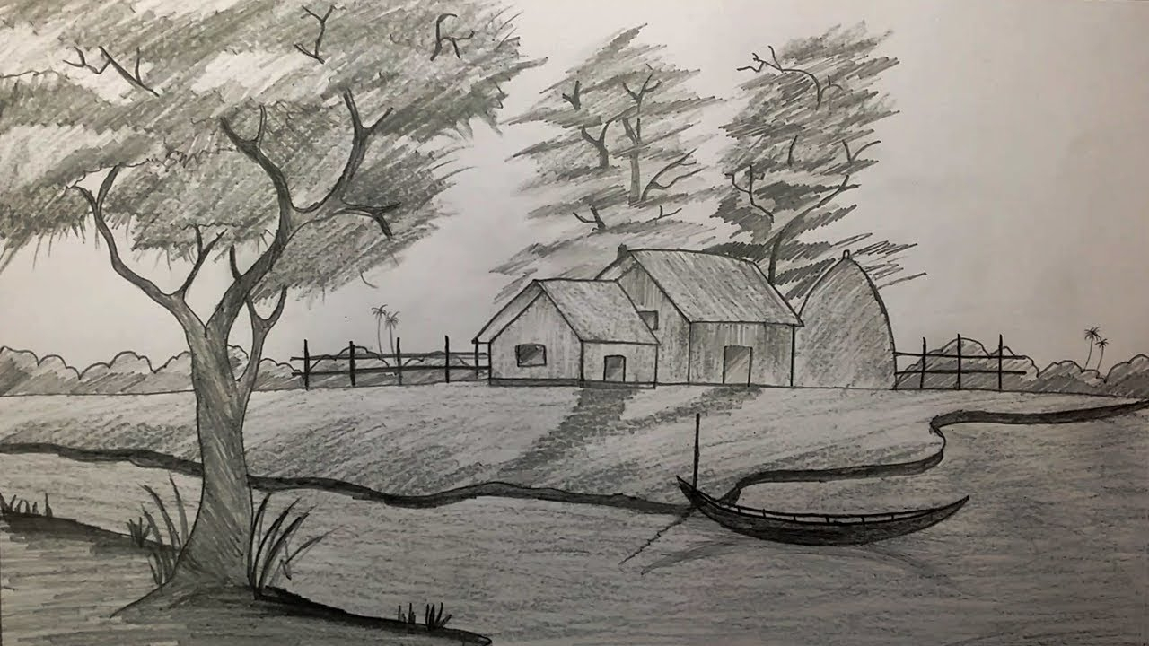 Village Sketch Drawing at GetDrawings | Free download