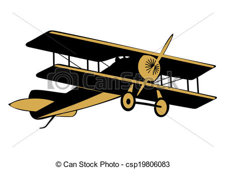 450x337 Cartoon Silhouette Of Vintage Airplane On A White Vector
