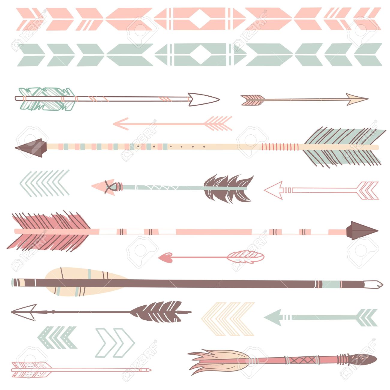 1300x1300 A Set Of Cute Hipster Arrows, Hand Drawn Doodles Royalty Free