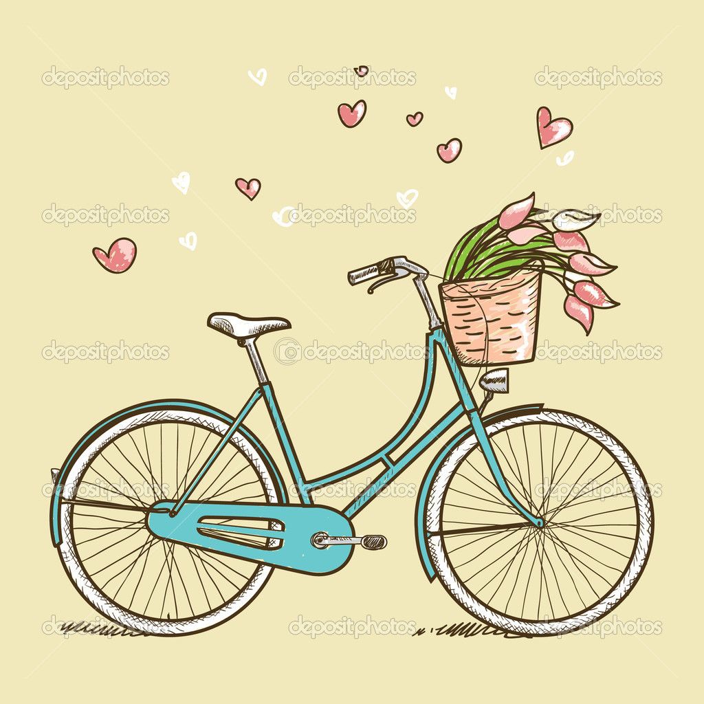 1024x1024 Bicicleta Vintage Con Flores Imagen De Stock Illustrations