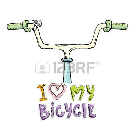 450x450 I Love My Bicycle Concept Design. Hand Drawn Vintage Bicycle