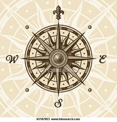 500x520 Drawing Of Vintage Compass Rose Body Art Compass