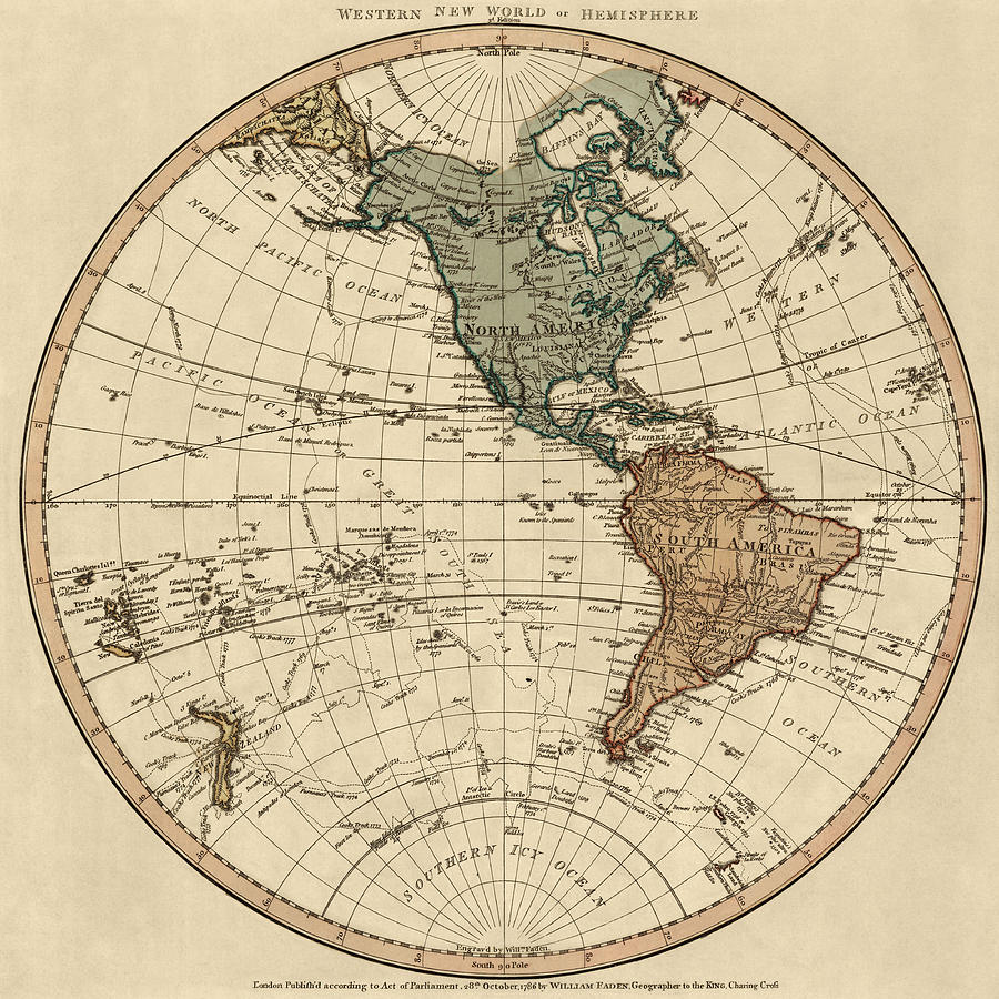 900x900 Antique Map Of The Western Hemisphere By William Faden