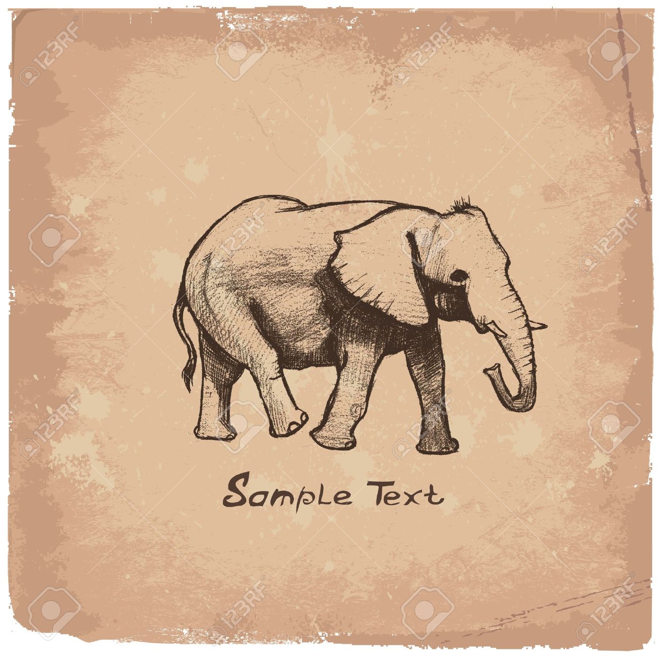 1300x1300 Elephant Art Drawing Royalty Free Cliparts, Vectors, And Stock
