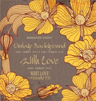 405x425 Vintage Flower Hand Drawing Background Vector Free Vector