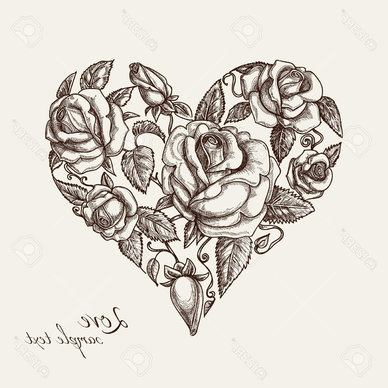 1300x1300 Best Hd Vintage Heart Of Roses Stock Vector Filigree Drawing