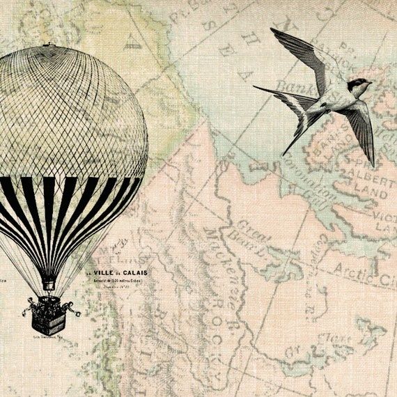 570x570 Love This Idea, Painting Or Drawing A Hot Air Balloon On A Vintage