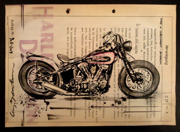 750x550 Vintage Motorcycle Drawing Cay Broendum 1 Bikers Cafebikers Cafe