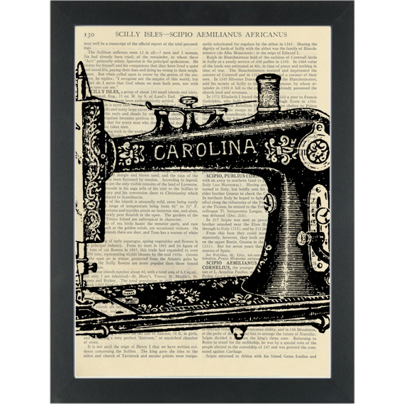 570x570 Vintage Sewing Machine Drawing Dictionary Art Print Page Turner