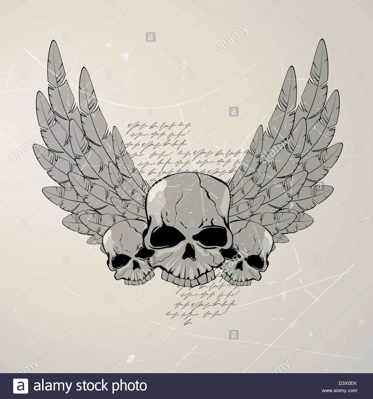 1300x1390 Vector Illustration Of A Vintage Skull With Wings Stock Photo