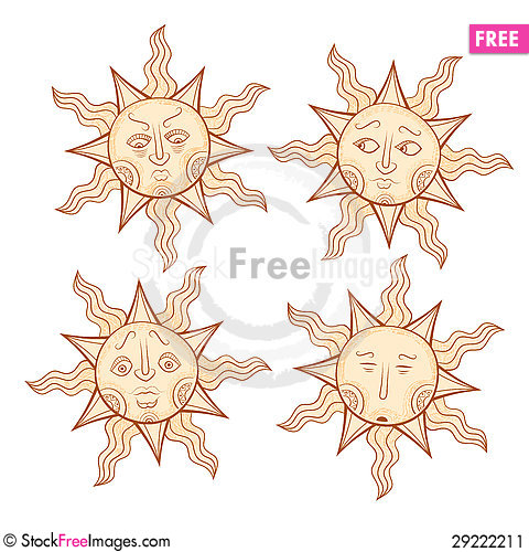 480x500 Vintage Sun Color Drawing Set
