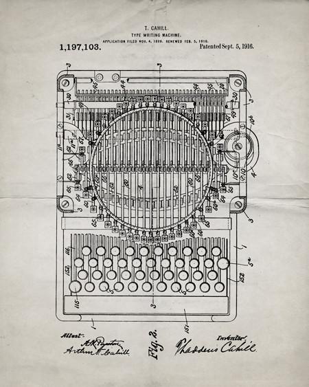 450x563 Vintage Typewriter Patent Print Industrialprints