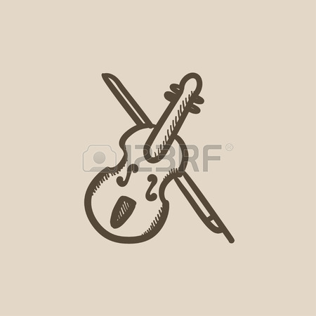 450x450 Violin With Bow Vector Sketch Icon Isolated On Background. Hand