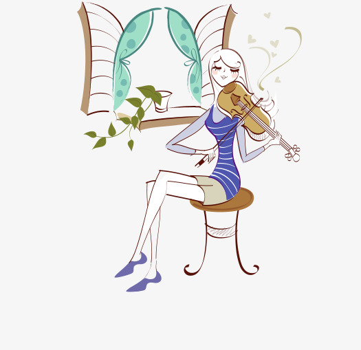 525x509 Fashion Figure Girl Playing A Violin Image, Girl, Line Drawing