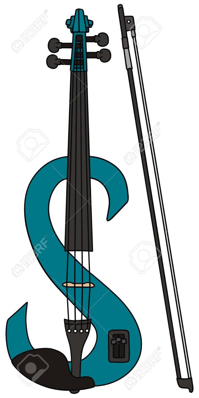 649x1300 Hand Drawing Of A Electric Violin Royalty Free Cliparts, Vectors
