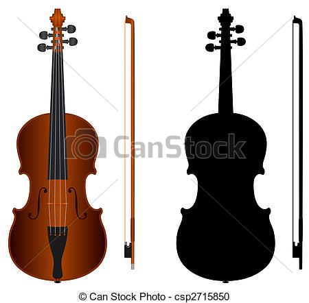450x442 Isolated Violin With Black Silhouette On White Background Stock