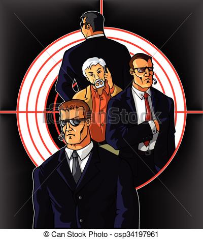 400x470 Three Bodyguards Protect Businessman Vip, Vector Clip Art