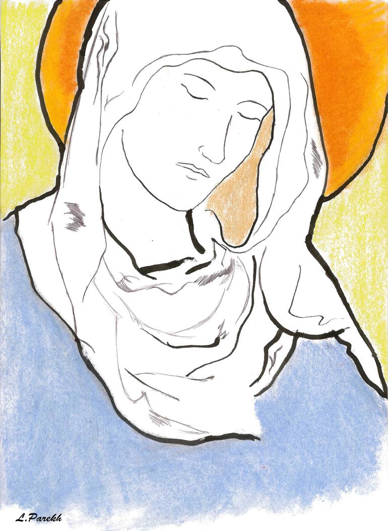 770x1053 Saatchi Art Vierge Marie (Virgin Mary) Drawing By Lolita Parekh