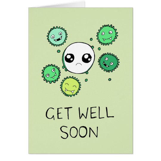 540x540 Get Well Soon Cute Virus And Cell Drawing Card