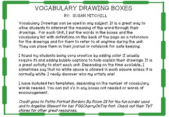 350x241 Vocabulary Drawing Boxes By Susan G Mitchell Tpt