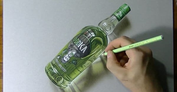 600x314 Mind Blowing Drawing Hyperrealistic Oddka Vodka Bottle Tattoodo