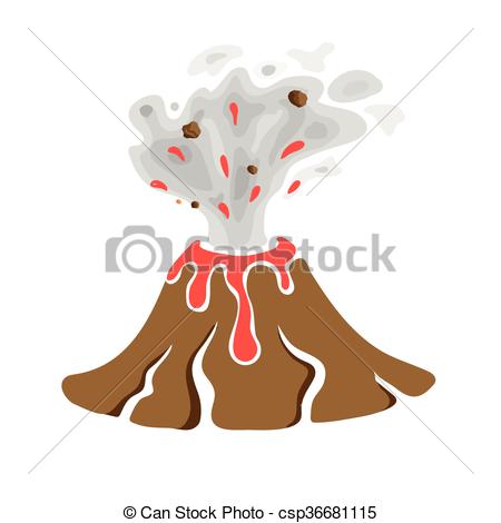 450x470 Volcano Eruption Logo, Vector Illustration On White Vector Clip