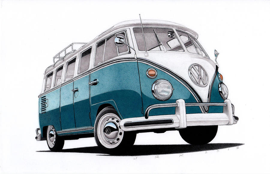 900x582 1963 Vw Microbus Drawing By James Robert