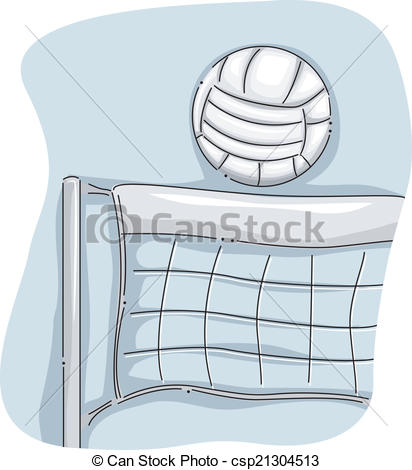 412x470 Volleyball Net. Illustration Featuring A Volleyball Perched