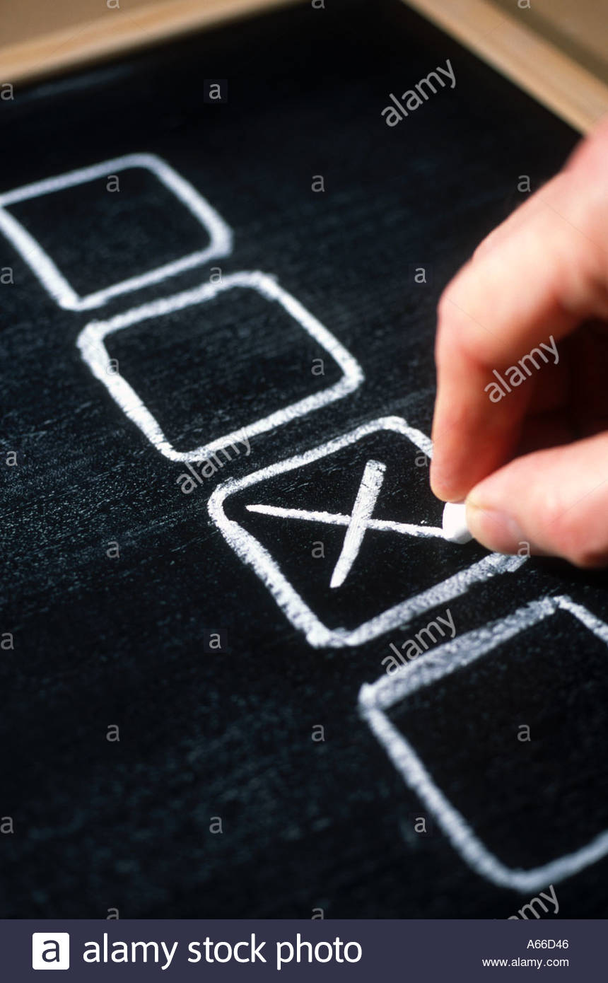 860x1390 Voting Drawing A Cross In A Box On A School Slate Stock Photo