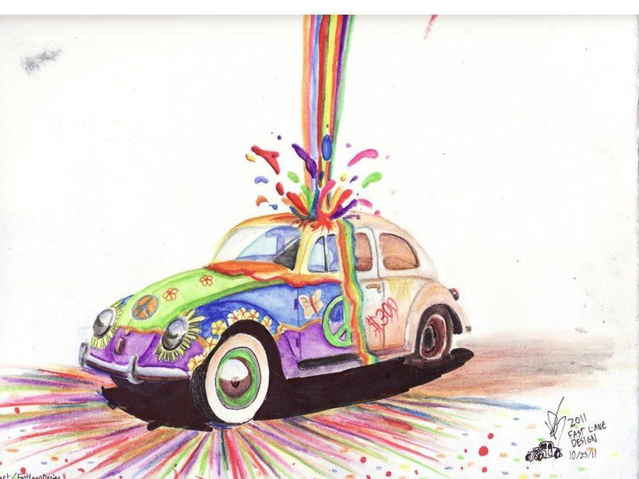 900x675 Ric Stultz Style Vw Beetle By Fastlaneillustration Happy Trails