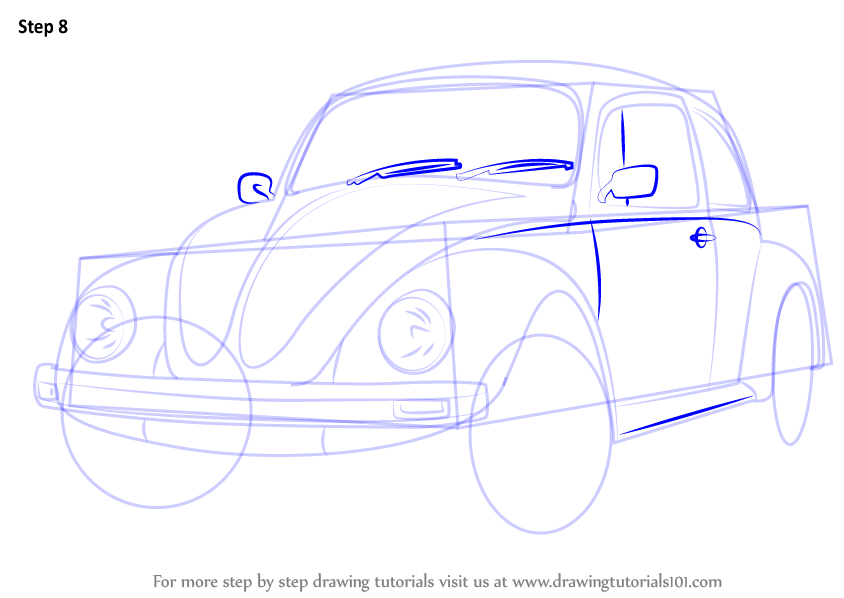 844x598 Learn How To Draw Vintage Volkswagen Beetle (Vintage) Step By Step