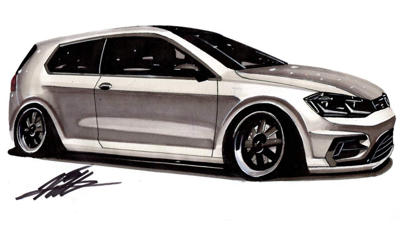 1280x720 Realistic Car Drawing