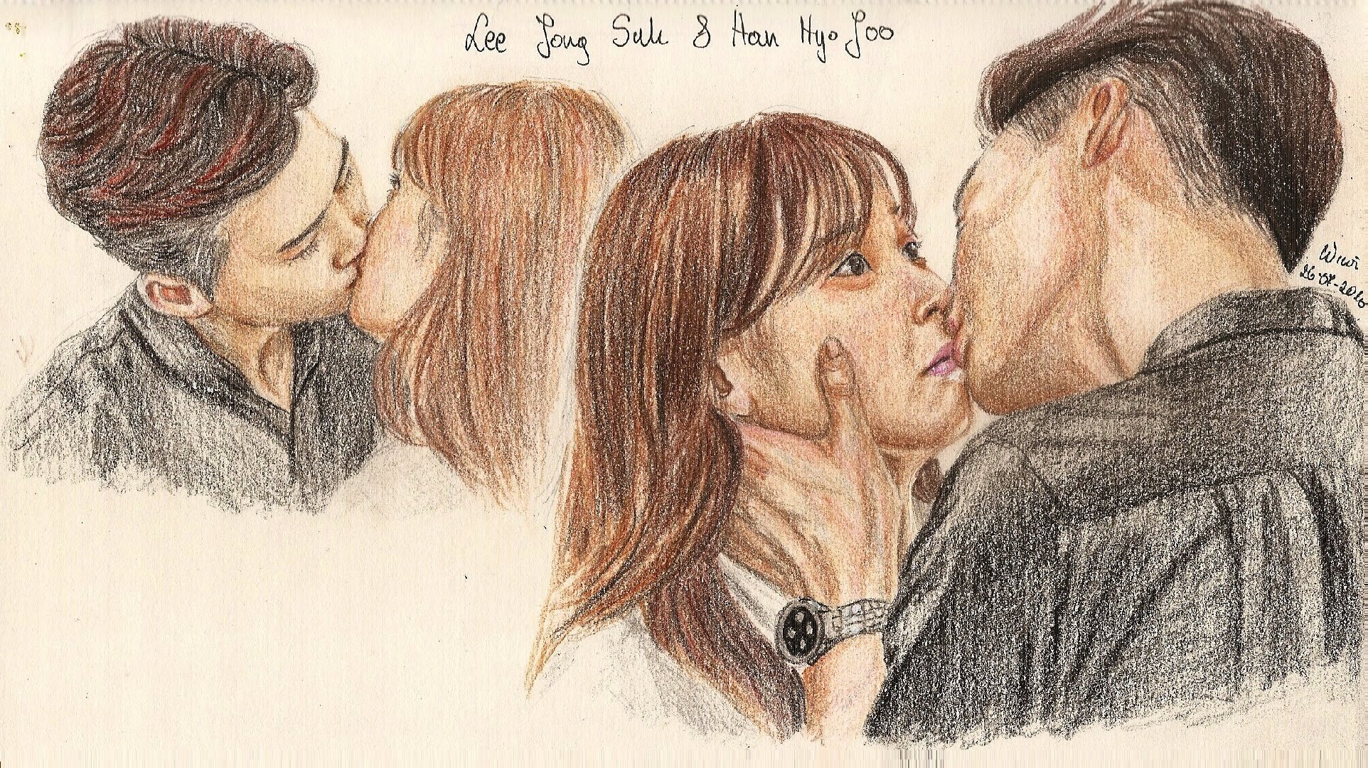 1924x1080 Lee Jong Suk Kissing Han Hyo Joo Speed Drawing W Two