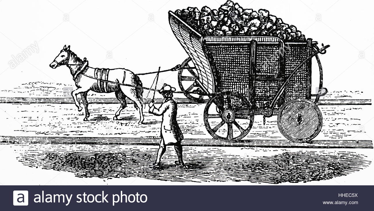 1300x732 Horse Drawing A Wagon Load Of Coal. Newcastle, 18th Century Stock