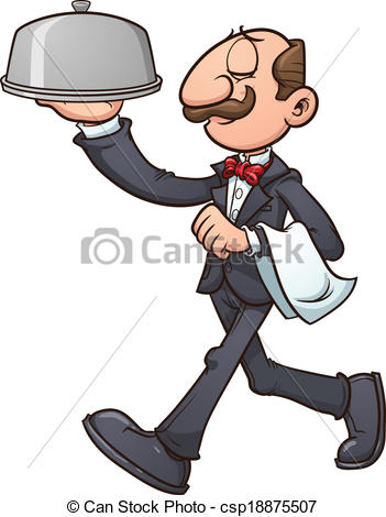 351x470 Cartoon Waiter. Vector Clip Art Illustration With Simple Vector