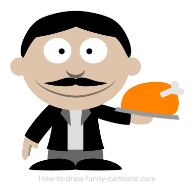385x371 Drawing A Waiter Cartoon