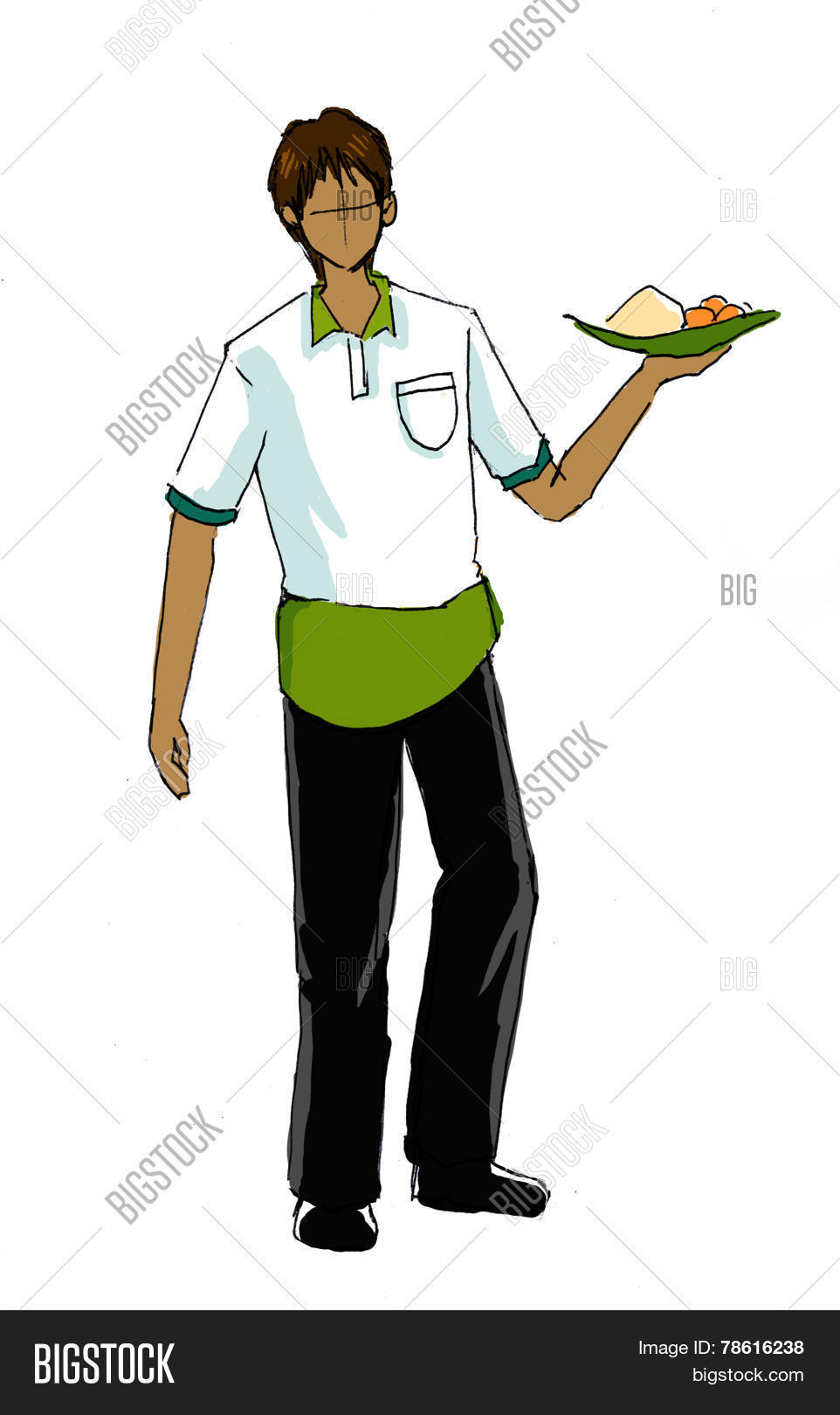 962x1620 Waiter Uniform Drawing Image Amp Photo Bigstock