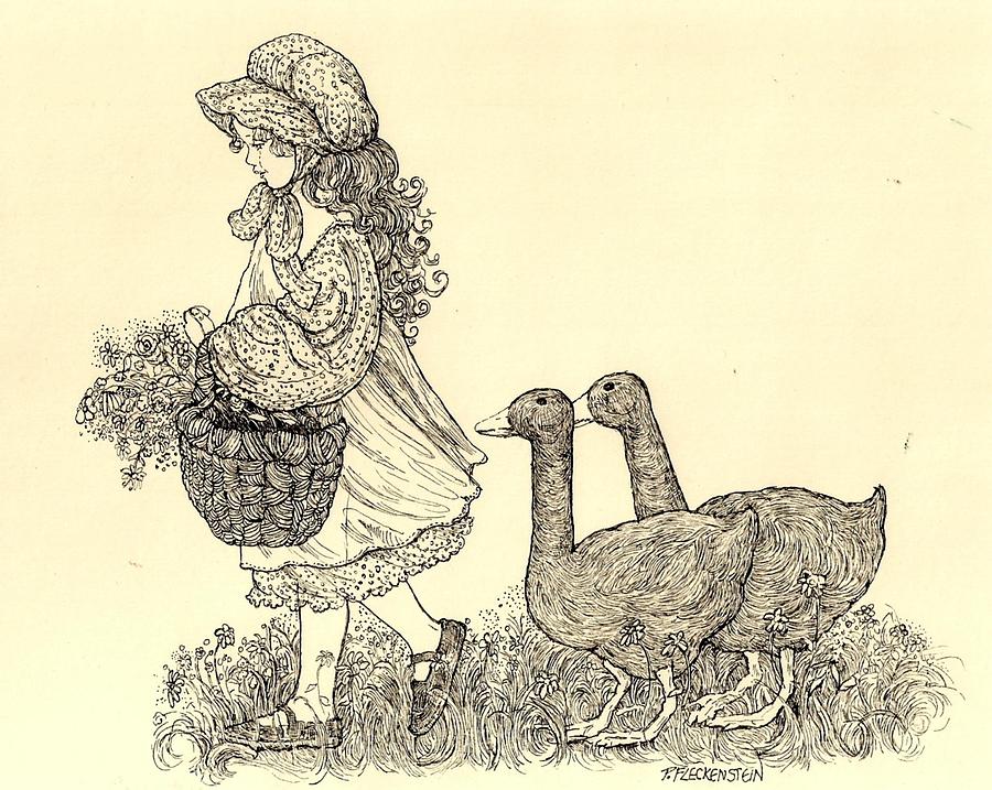 900x717 Morning Walk Drawing By Patty Fleckenstein