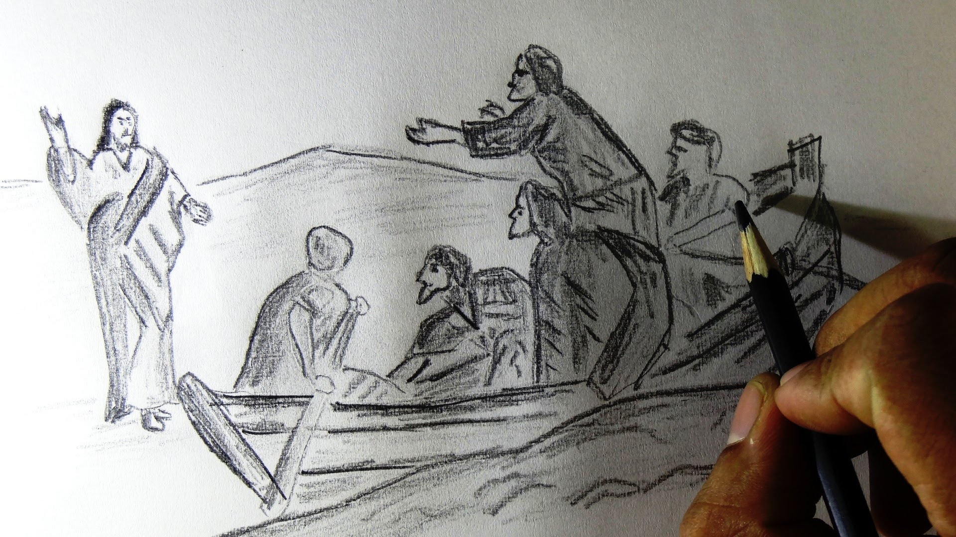 1920x1080 How To Draw Jesus Walking On Sea