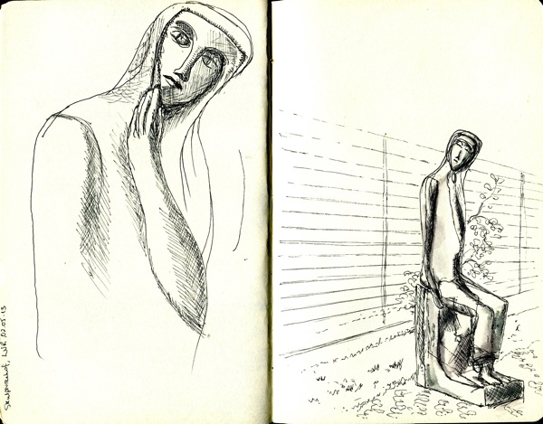 600x469 Figure Drawing Woman Walking Slowly