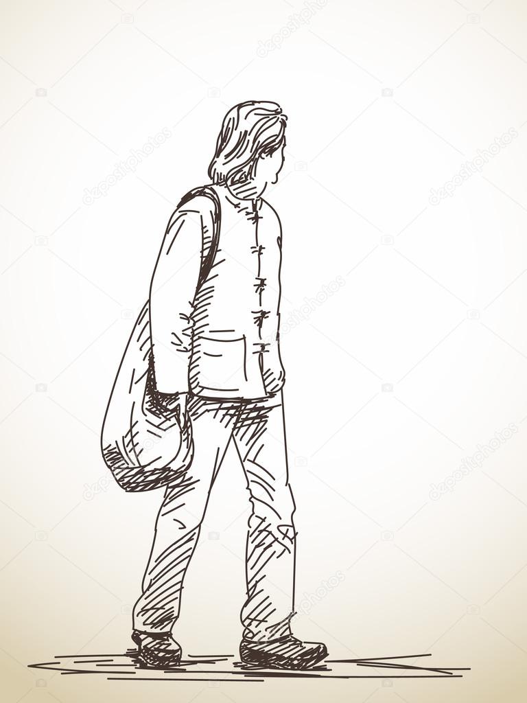 768x1024 Sketch Of Walking Man Stock Vector Olgatropinina