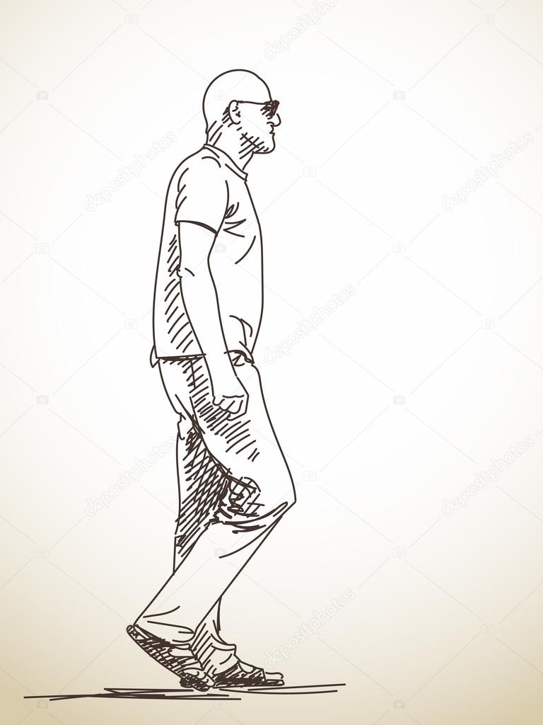 768x1024 Sketch Of Walking Man Stock Vector Olgatropinina