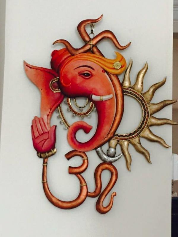 600x799 Swastik Om Ganesh Amp Sun Iron Craft Wall Hanging Multicolors. New