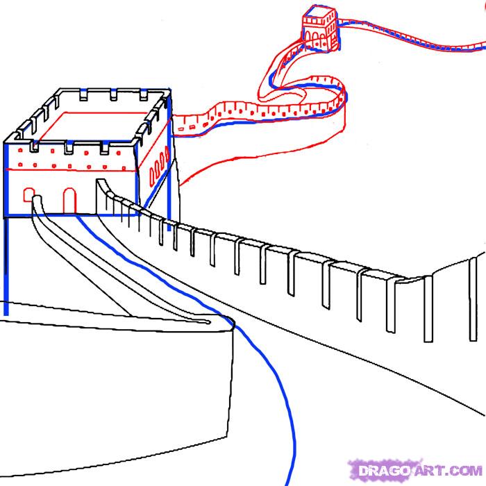700x700 How To Draw The Great Wall Of China Step 3 Summer 2016
