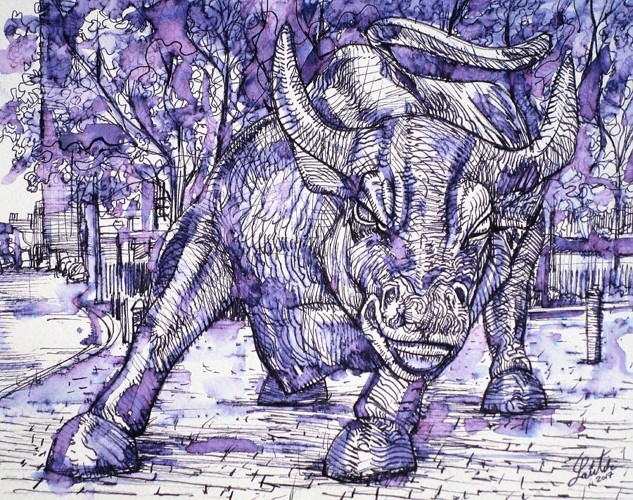 900x711 Wall Street Bull Painting By Fabrizio Cassetta
