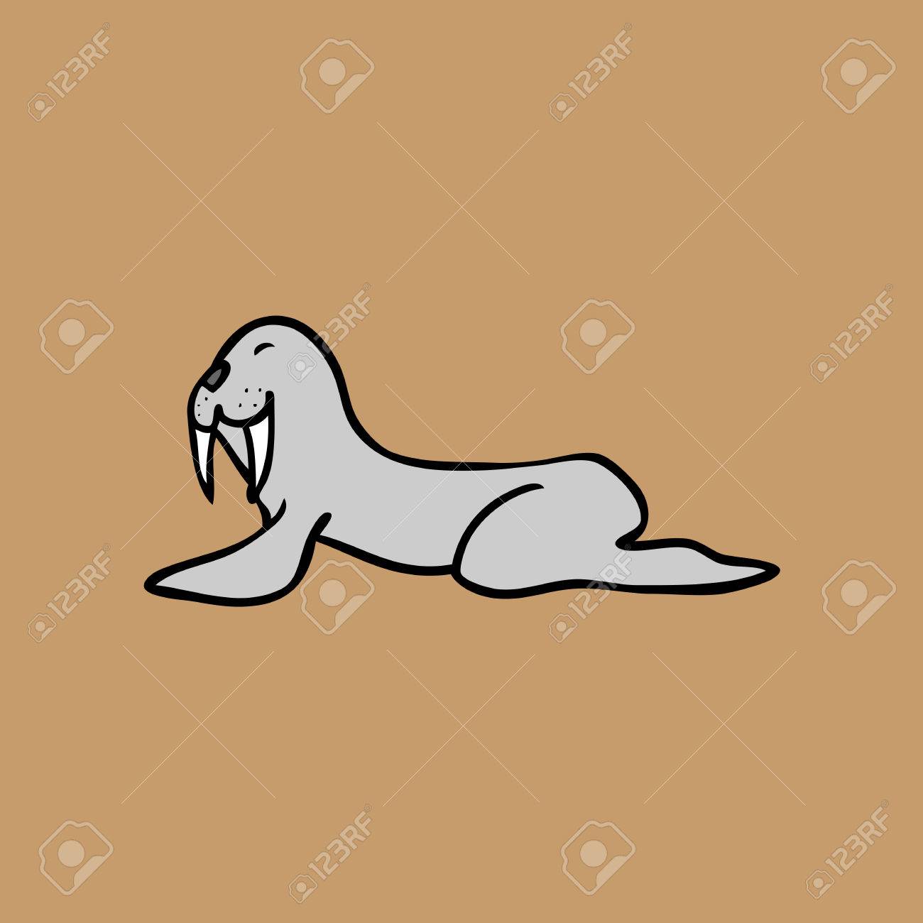 1300x1300 Walrus Drawing Cartoon Character Vector Royalty Free Cliparts