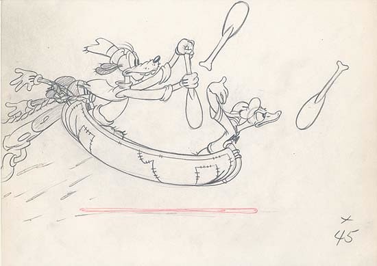 550x389 Original Walt Disney Production Drawing From Moose Hunters (1937