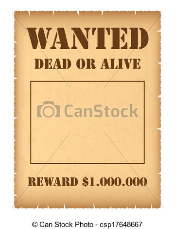360x470 Wanted Poster Isolated On White Background Clip Art Vector