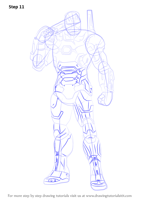 596x843 Learn How To Draw War Machine From Captain America Civil War